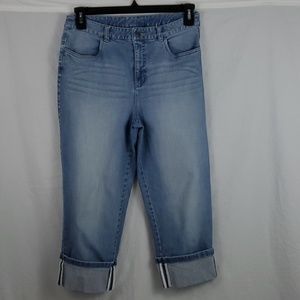 Talbots Cropped Jeans Boyfriend Blue Size: 10 (491)